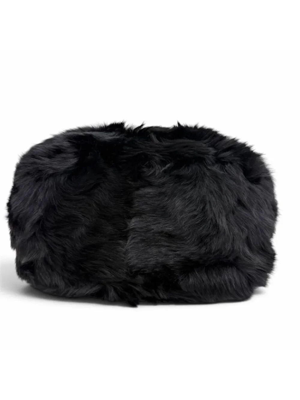Moncler Caradoc Logo Patch Eco Fur Leather Tote Black